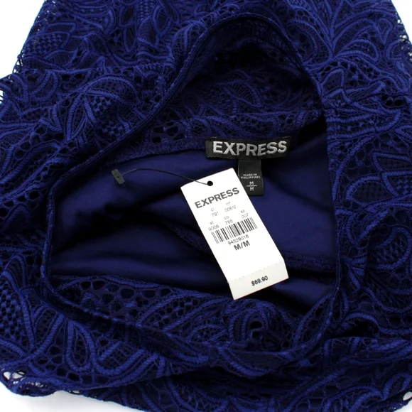 NWT Express Lace Embroidered Midi Dress – Navy, Size M - Picture 5 of 6